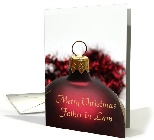 Merry Christmas red Ornament card for father in law card (706425)