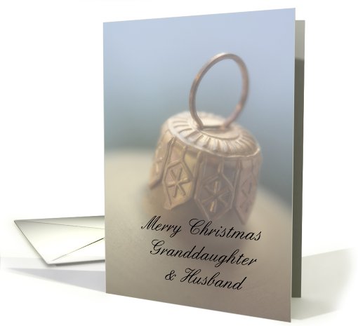 Merry Christmas golden Ornament card for granddaughter & husband card