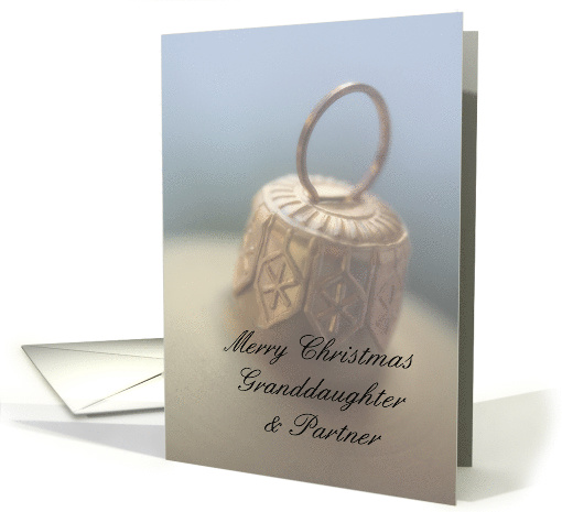 Merry Christmas golden Ornament card for granddaughter & partner card
