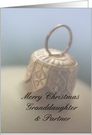 Merry Christmas golden Ornament card for granddaughter & partner card