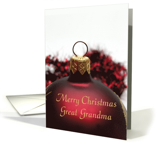 Merry Christmas red Ornament card for great grandma card (706701)