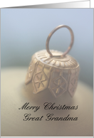 Merry Christmas golden Ornament card for great grandma card