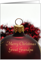 Merry Christmas red Ornament card for great grandpa card