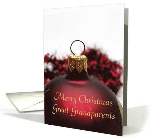 Merry Christmas red Ornament card for great grandparents card (706720)