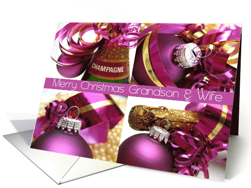 grandson & wife - purple christmas collage card (707974)