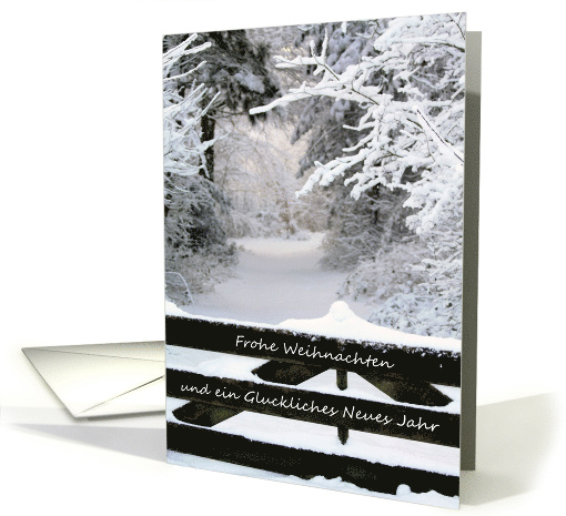 German Fence in Snow Christmas Frohe Weihnachten card (720905)
