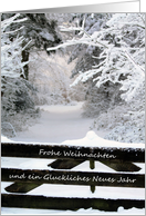 German Fence in Snow Christmas Frohe Weihnachten card