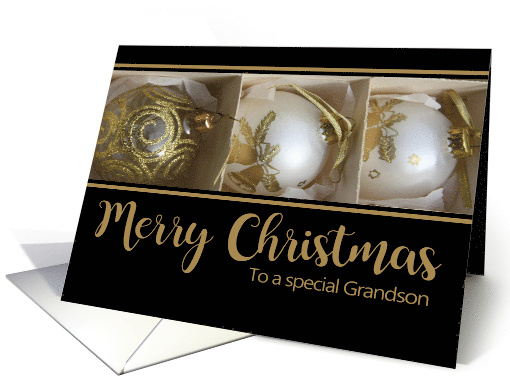 Grandson Merry Christmas Baubles in a Box card (721602)