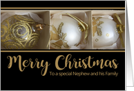 Nephew and his Family Merry Christmas Baubles in a Box card