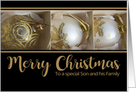 Son and his Family Merry Christmas Baubles in a Box card