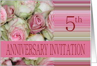 5th Anniversary Party Invitation Soft Pink Roses card