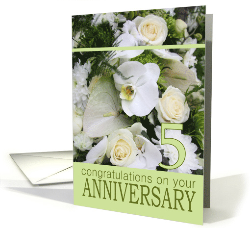 5th Wedding Anniversary White Mixed Bouquet card (726468)