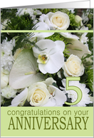 5th Wedding Anniversary White Mixed Bouquet card