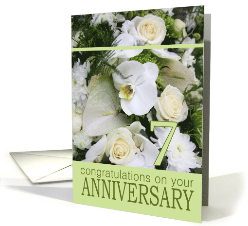 7th Wedding Anniversary White Mixed Bouquet card (726478)