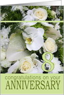 8th Wedding Anniversary White Mixed Bouquet card