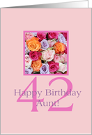 42nd Birthday Aunt, Colorful Rose Bouquet card
