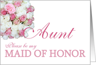 Aunt Be my Maid of Honor Pink and White Bridal Bouquet card