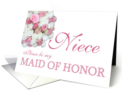 Niece Be my Maid of Honor Pink and White Bridal Bouquet card (734646)