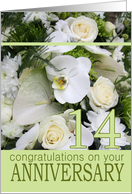 14th Wedding Anniversary White Mixed Bouquet card