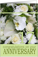 17th Wedding Anniversary White Mixed Bouquet card