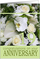 19th Wedding Anniversary White Mixed Bouquet card