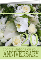 20th Wedding Anniversary White Mixed Bouquet card