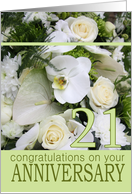 21st Wedding Anniversary White Mixed Bouquet card