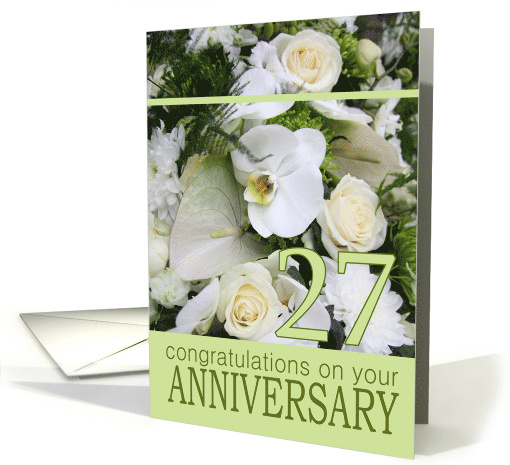 27th Wedding Anniversary White Mixed Bouquet card (742970)