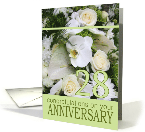28th Wedding Anniversary White Mixed Bouquet card (742974)