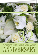 32nd Wedding Anniversary White Mixed Bouquet card