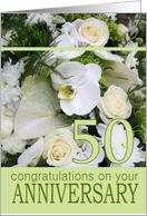 50th Wedding Anniversary White Mixed Bouquet card
