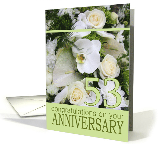 53rd Wedding Anniversary White Mixed Bouquet card (743262)