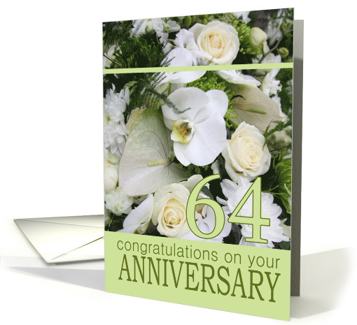 64th Wedding Anniversary White Mixed Bouquet card (743624)