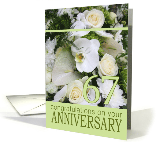 67th Wedding Anniversary White Mixed Bouquet card (743630)