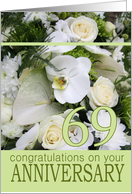 69th Wedding Anniversary White Mixed Bouquet card