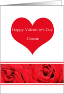 Cousin Red Heart Rose Valentines Day card