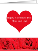 Mom and Dad Red Heart Rose Valentines Day card