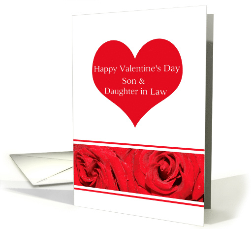 Son and Daughter in Law Red Heart Rose Valentines Day card (749234)