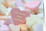 Louisiana Lots of Love Pink Candy Hearts card