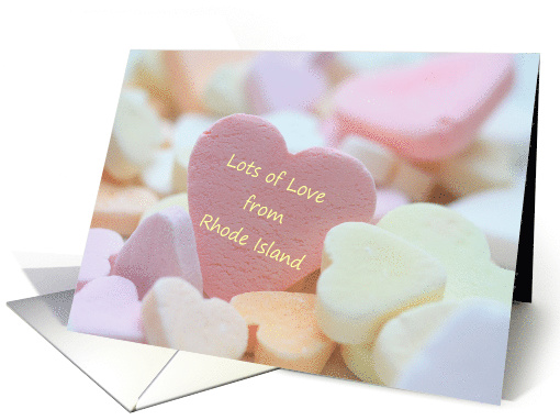 Rhode Island Lots of Love Pink Candy Hearts card (750586)