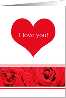 I love you Red Heart Rose border Valentines Day card