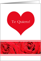 Spanish Te Quiero I LoveYou Heart Rose Valentine’s Day card