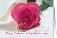 sister and brother in law Pink Rose and Ring Valentines Day Anniversary card