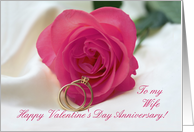 Wife Pink Rose and Ring Valentines Day Anniversary card