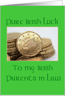parents in law Pure Irish Luck St. Patrick’s Day card