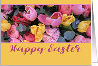 Happy Easter Pink and Yellow Tulips card