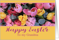 GrandmaHappy Easter Pink and Yellow Tulips card