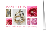 15th Wedding Anniversary Invitation Card - pink collage card