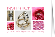 40th Wedding Anniversary Invitation Card - pink collage card