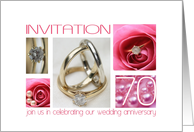 70th Wedding Anniversary Invitation Card - pink collage card